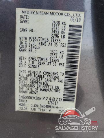 1N6DD0EV1KN774870 2019 NISSAN FRONTIER photo no. 13