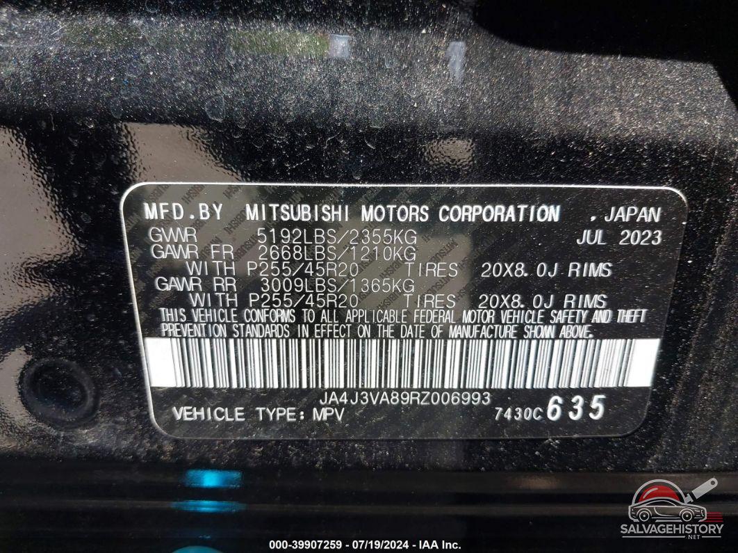 JA4J3VA89RZ006993 2024 MITSUBISHI OUTLANDER photo no. 9