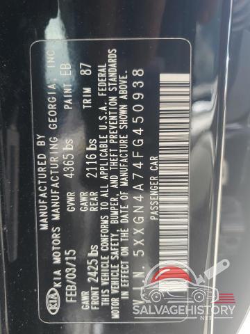 5XXGN4A74FG450938 2015 KIA OPTIMA photo no. 12