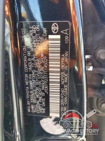 JTDBT923171145029 2007 TOYOTA YARIS photo no. 12