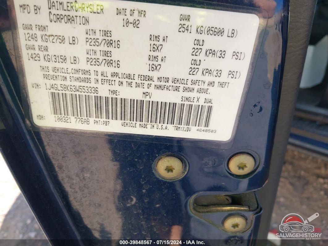 1J4GL58K63W553336 2003 JEEP LIBERTY photo no. 9