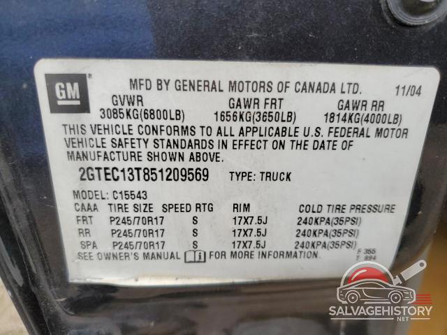 2GTEC13T851209569 2005 GMC SIERRA photo no. 12