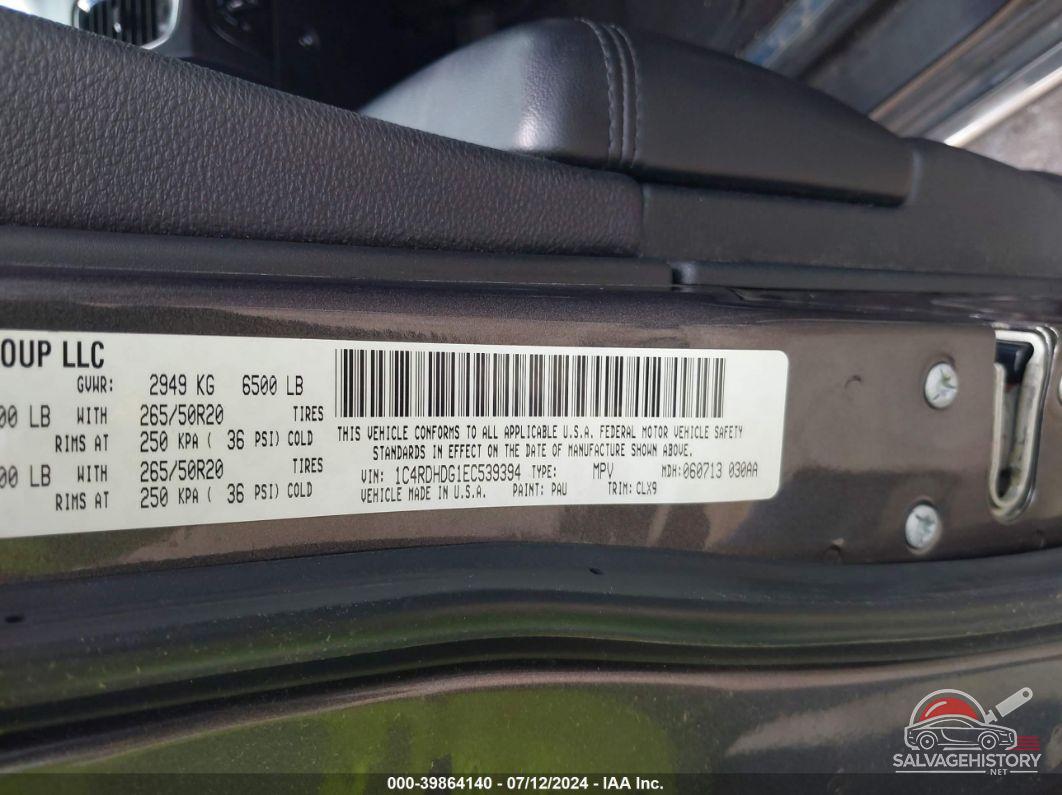 1C4RDHDG1EC539394 2014 DODGE DURANGO photo no. 9