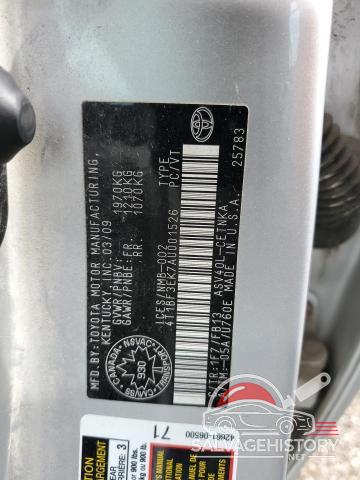 4T1BF3EK7AU001526 2010 TOYOTA CAMRY photo no. 12