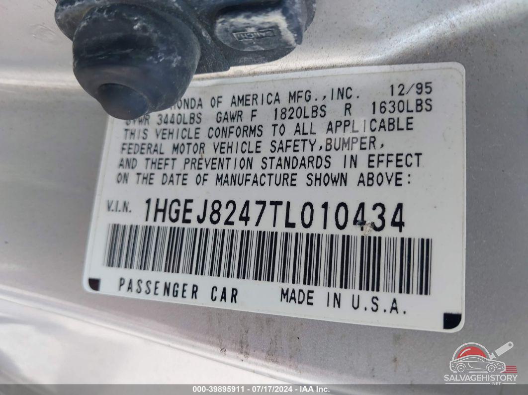 1HGEJ8247TL010434 1996 HONDA CIVIC photo no. 9