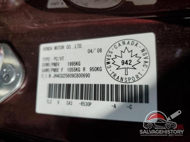 JH4CU25609C800690 2009 ACURA TSX photo no. 12