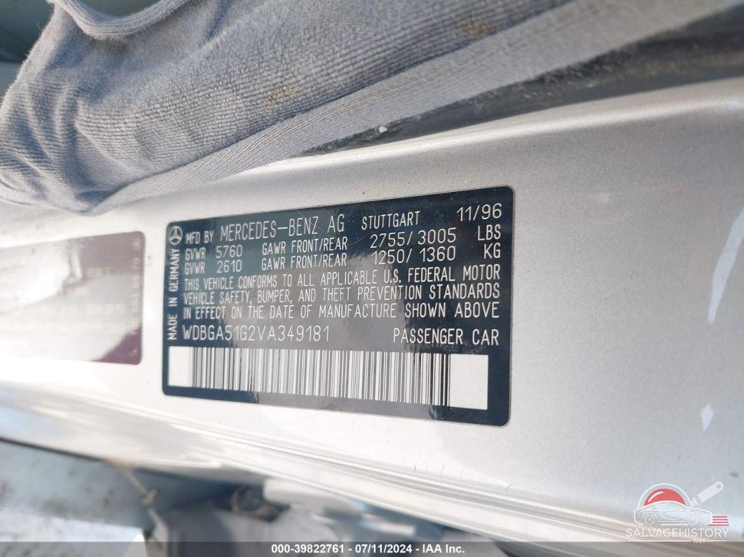 WDBGA51G2VA349181 1997 MERCEDES-BENZ S CLASS photo no. 9