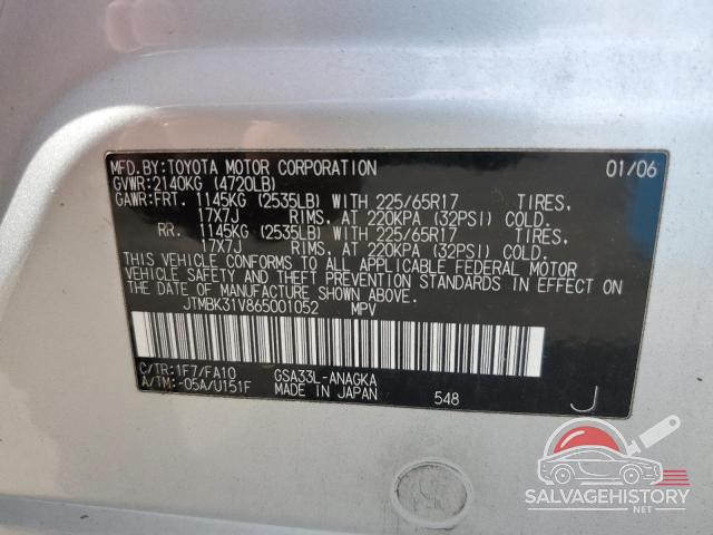 JTMBK31V865001052 2006 TOYOTA RAV4 photo no. 12