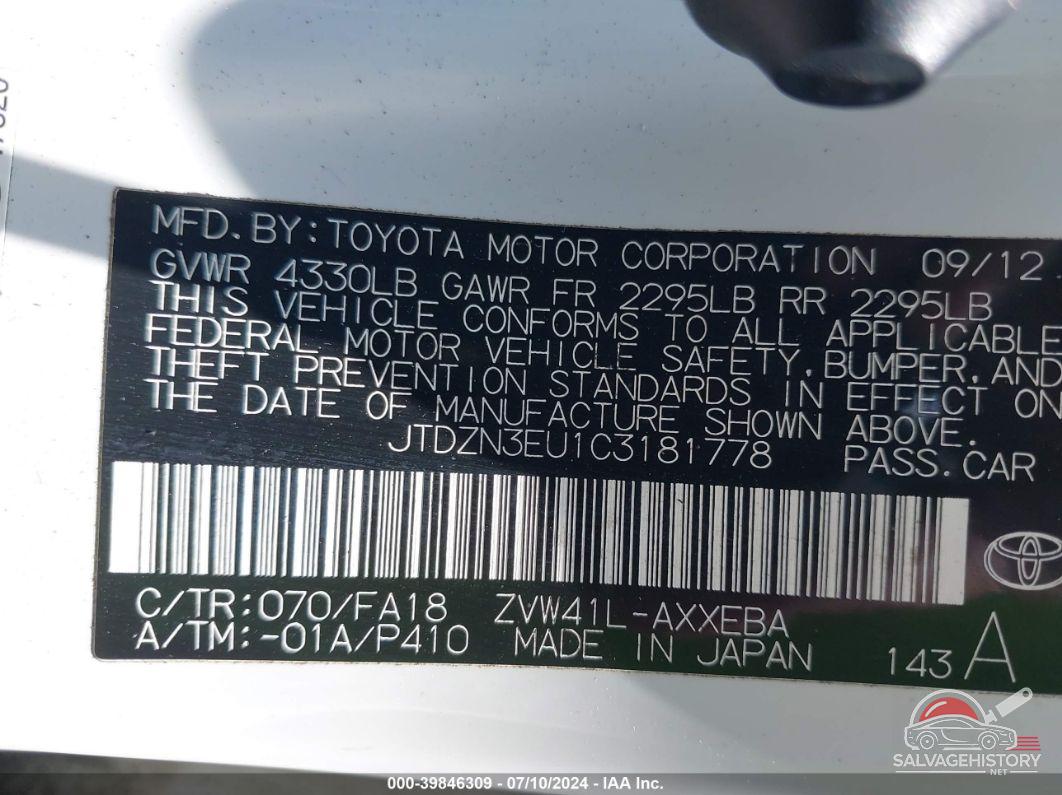 JTDZN3EU1C3181778 2012 TOYOTA PRIUS V photo no. 9