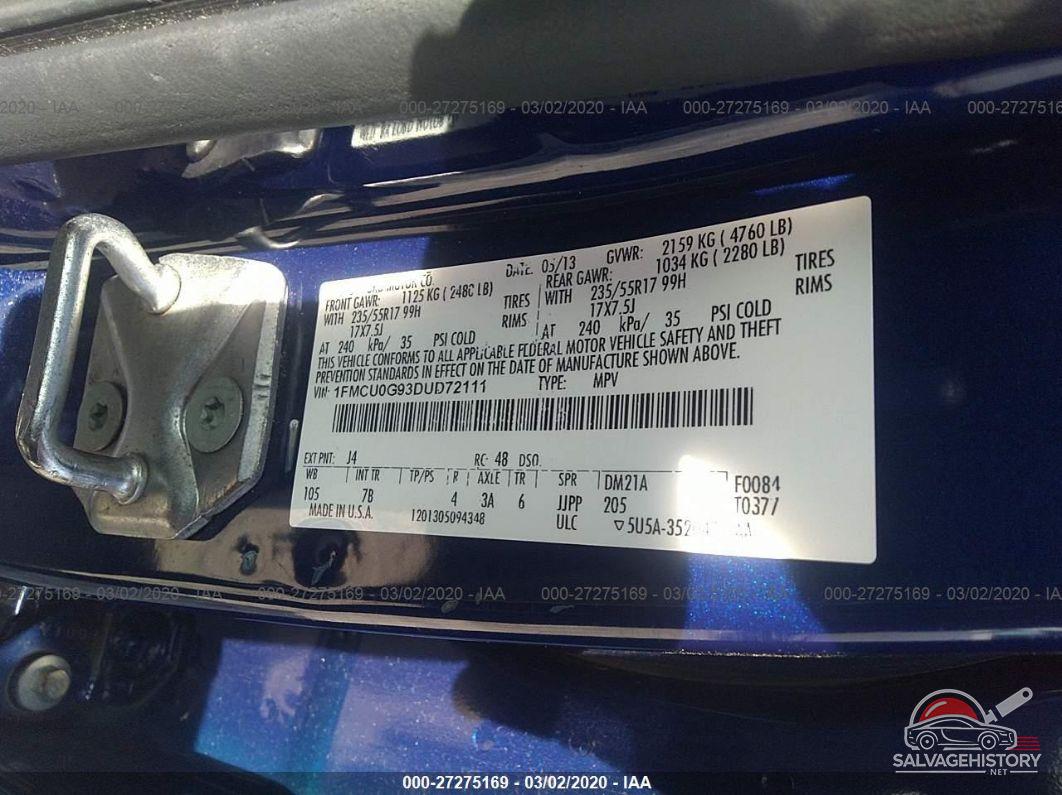 1FMCU0G93DUD72111 2013 FORD ESCAPE photo no. 9