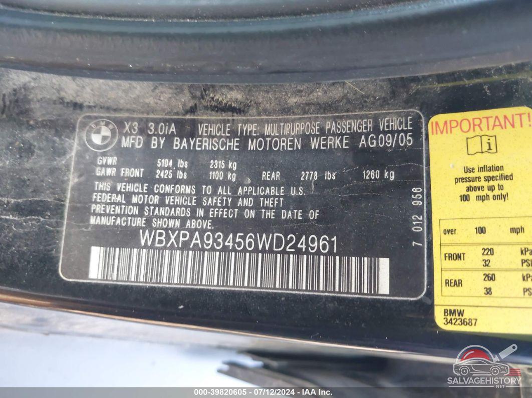 WBXPA93456WD24961 2006 BMW X3 photo no. 9