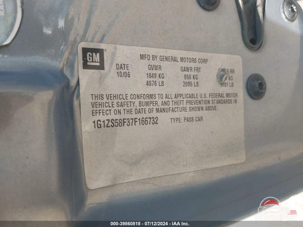 1G1ZS58F37F166732 2007 CHEVROLET MALIBU photo no. 9