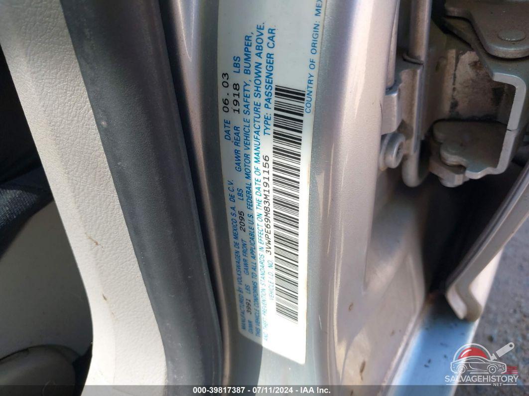 3VWPE69M83M191156 2003 VOLKSWAGEN JETTA photo no. 9