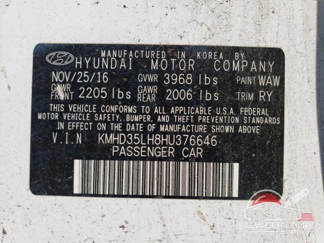 KMHD35LH8HU376646 2017 HYUNDAI ELANTRA photo no. 12