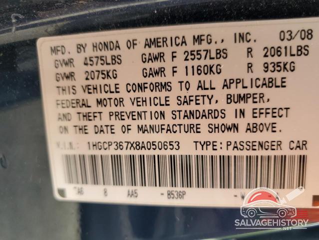 1HGCP367X8A050653 2008 HONDA ACCORD photo no. 12