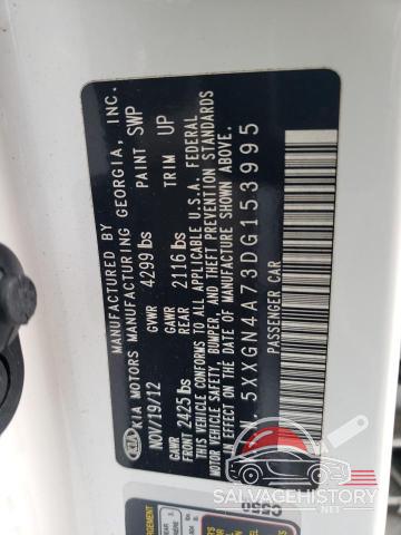 5XXGN4A73DG153995 2013 KIA OPTIMA photo no. 12