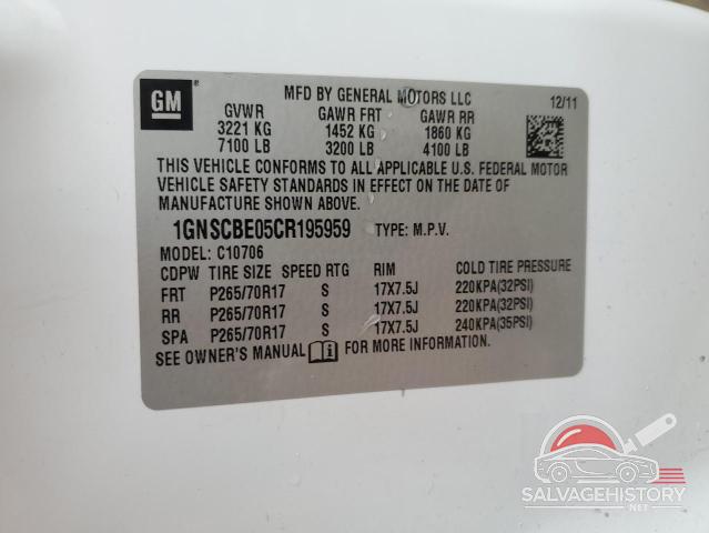 1GNSCBE05CR195959 2012 CHEVROLET TAHOE photo no. 13