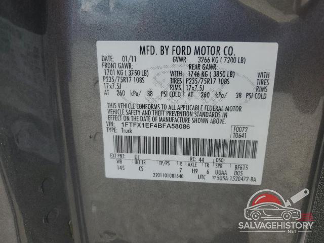 1FTFX1EF4BFA58086 2011 FORD F-150 photo no. 12