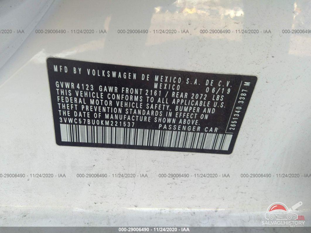 3VWC57BU0KM221537 2019 VOLKSWAGEN JETTA photo no. 9