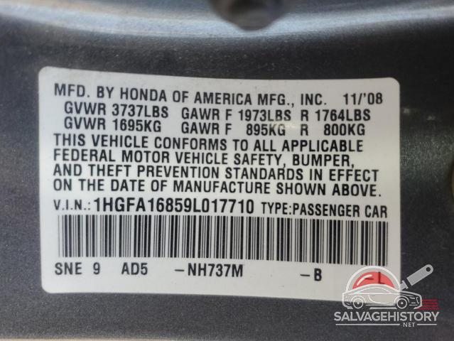1HGFA16859L017710 2009 HONDA CIVIC photo no. 12