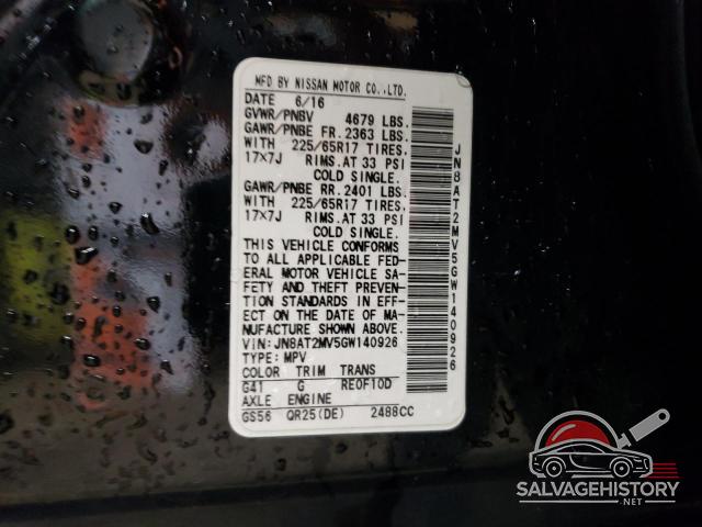 JN8AT2MV5GW140926 2016 NISSAN ROGUE photo no. 12