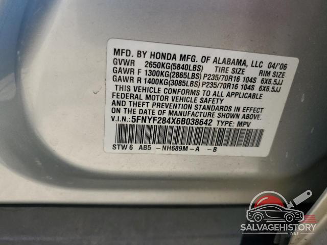 5FNYF284X6B038642 2006 HONDA PILOT photo no. 13