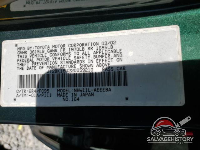 JT2BK18U220059210 2002 TOYOTA PRIUS photo no. 12