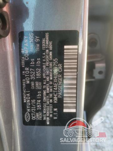 KMHCT4AEXHU239755 2017 HYUNDAI ACCENT photo no. 12