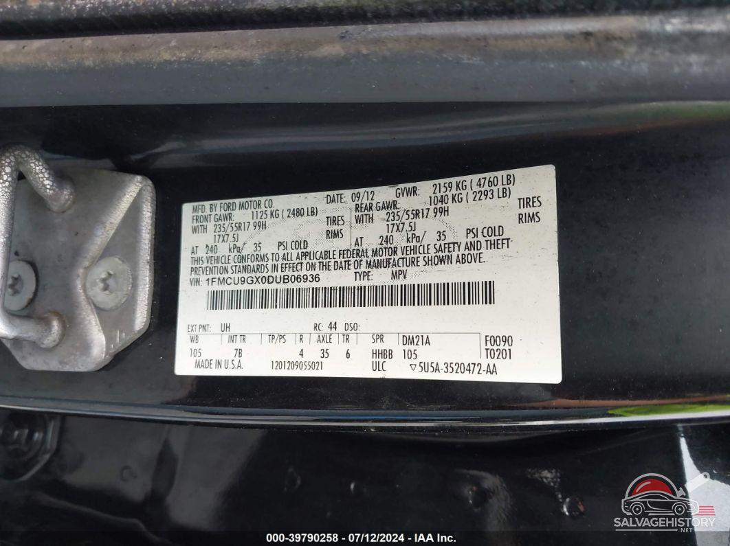 1FMCU9GX0DUB06936 2013 FORD ESCAPE photo no. 9