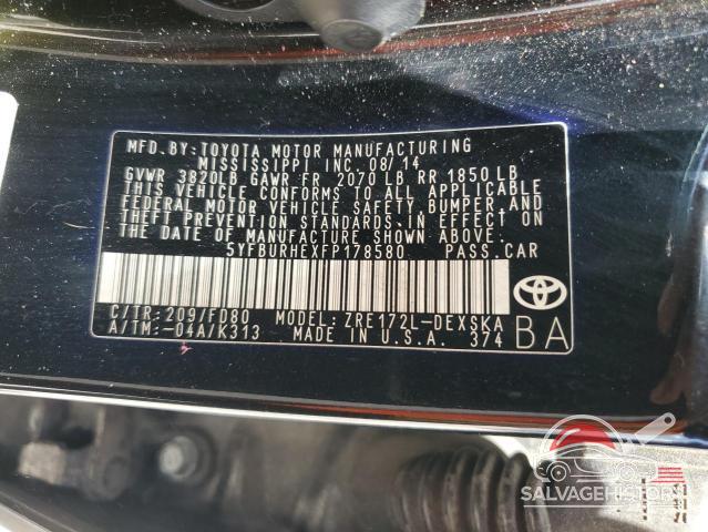 5YFBURHEXFP178580 2015 TOYOTA COROLLA photo no. 12