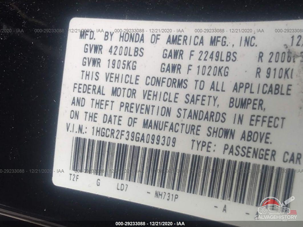1HGCR2F39GA099309 2016 HONDA ACCORD SEDAN photo no. 9
