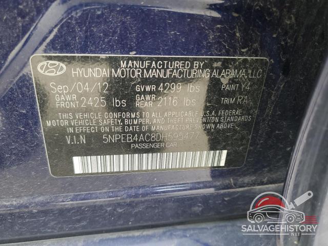 5NPEB4AC8DH595477 2013 HYUNDAI SONATA photo no. 12