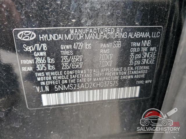 5NMS23AD2KH037575 2019 HYUNDAI SANTA FE photo no. 13