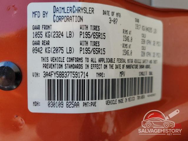 3A4FY58B37T591714 2007 CHRYSLER PT CRUISER photo no. 12