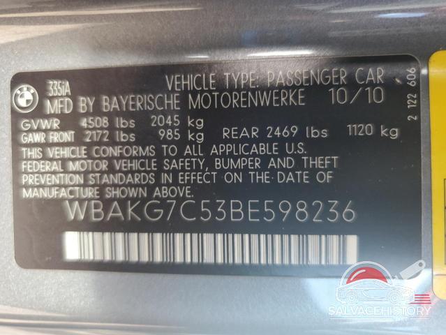 WBAKG7C53BE598236 2011 BMW 3 SERIES photo no. 12