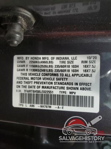 7FART6H58LE022551 2020 HONDA CRV photo no. 14