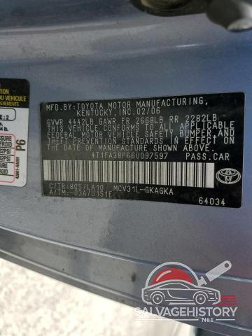 4T1FA38P66U097597 2006 TOYOTA CAMRY SOLA photo no. 12