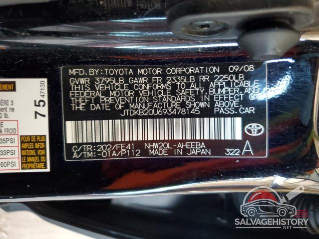 JTDKB20U693478145 2009 TOYOTA PRIUS photo no. 12