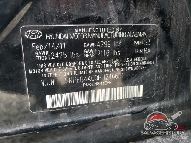 5NPEB4AC0BH246651 2011 HYUNDAI SONATA photo no. 12