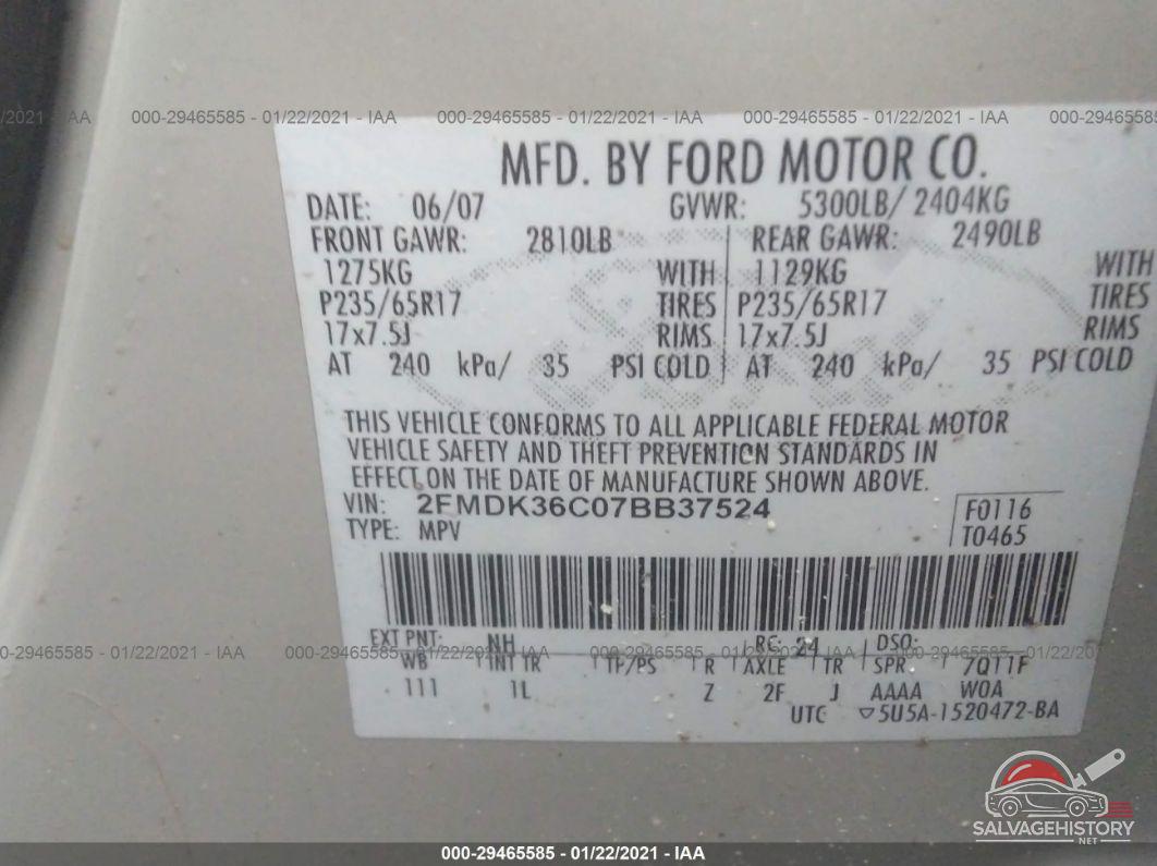 2FMDK36C07BB37524 2007 FORD EDGE photo no. 9