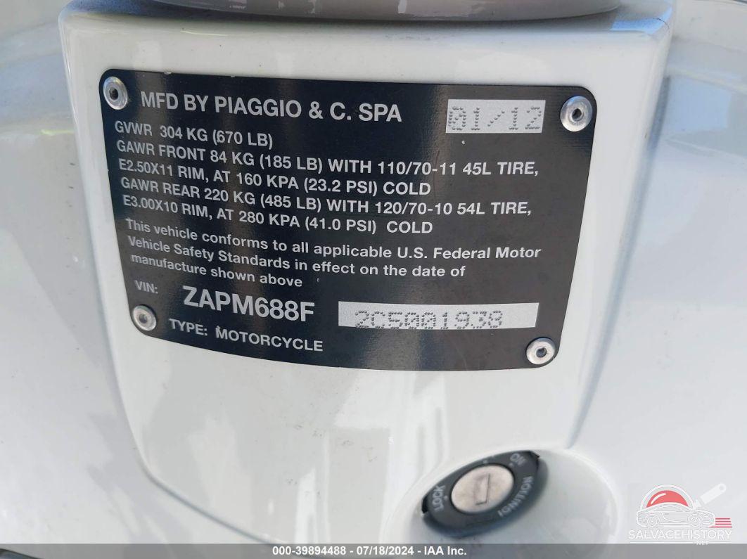 ZAPM688F2C5001938 2012 VESPA LX 150 / LXV 150 / S photo no. 10