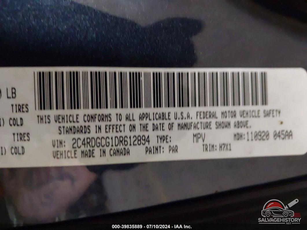 2C4RDGCG1DR612894 2013 DODGE GRAND CARAVAN photo no. 9