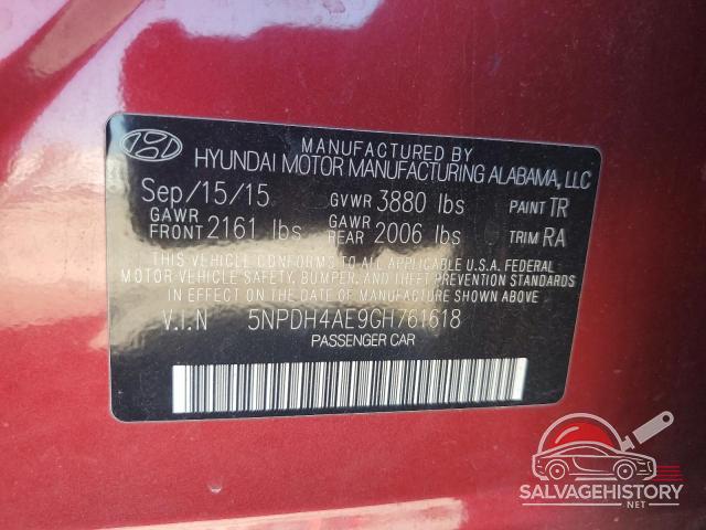 5NPDH4AE9GH761618 2016 HYUNDAI ELANTRA photo no. 12