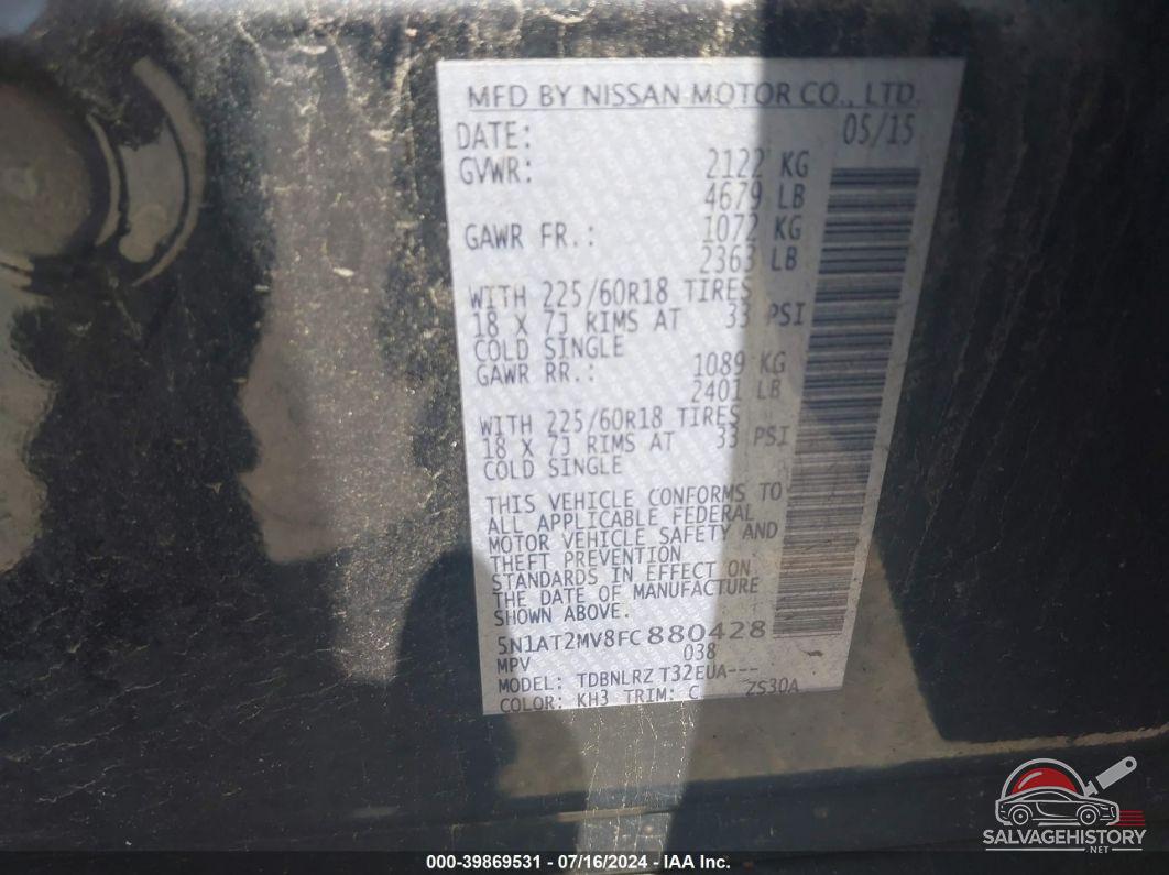 5N1AT2MV8FC880428 2015 NISSAN ROGUE photo no. 9