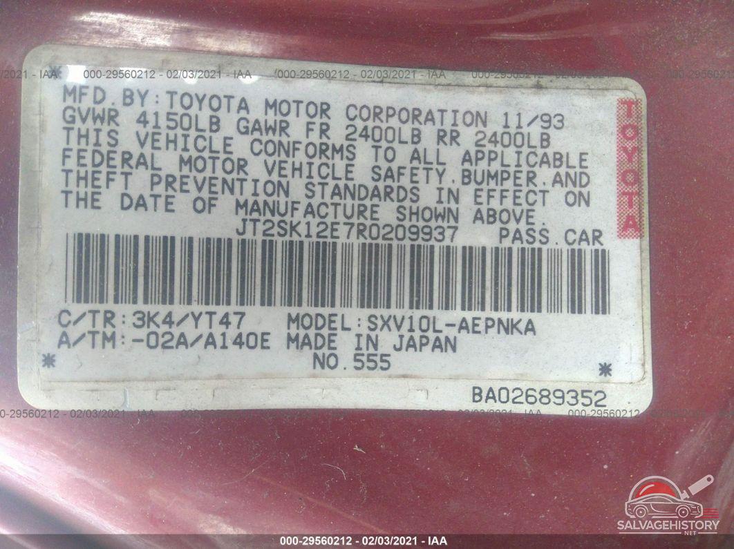 JT2SK12E7R0209937 1994 TOYOTA CAMRY photo no. 9