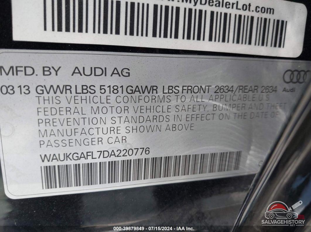 WAUKGAFL7DA220776 2013 AUDI S4 photo no. 9