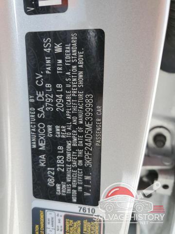 3KPF24AD5ME399983 2021 KIA FORTE photo no. 13