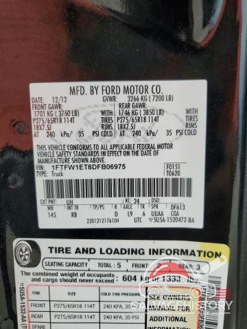 1FTFW1ET8DFB06975 2013 FORD F-150 photo no. 12