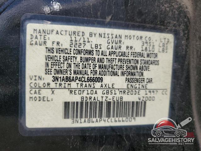 3N1AB6AP4CL666009 2012 NISSAN SENTRA photo no. 12