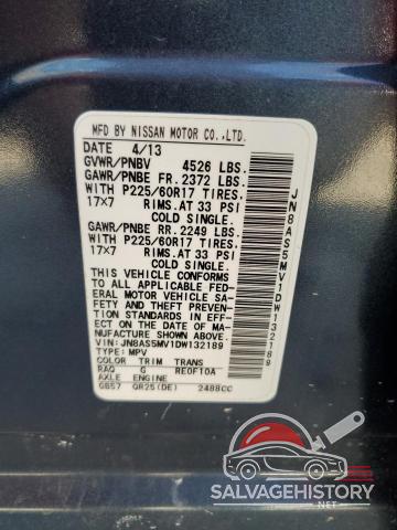 JN8AS5MV1DW132189 2013 NISSAN ROGUE photo no. 13